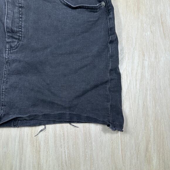 Madewell Black Stretch Denim Straight Raw Hem Casual Frayed Denim Mini Skirt 32 - Picture 3 of 13